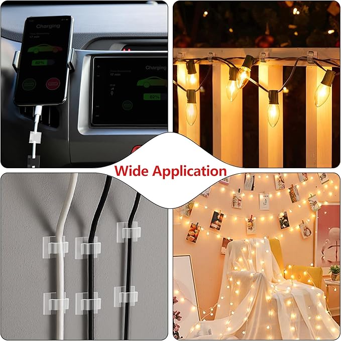 100PCS Cable Clips, Adhesive Wire Clips Organizer Cord Clips Management - Image 5
