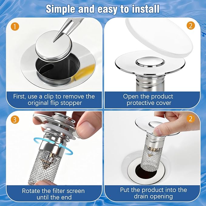 Sink Drain Strainer Hair Catcher, Press-Type Detachable Drain Hair Catcher - Image 4