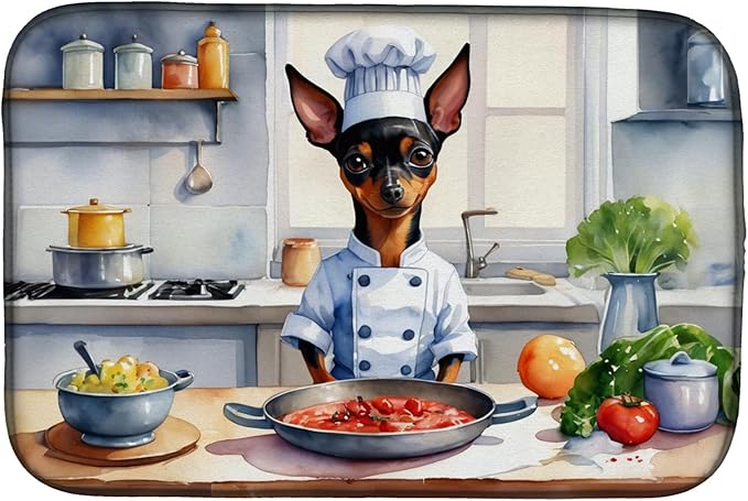 Caroline's Treasures DAC6286DDM Miniature Pinscher The Chef Dish Drying Mat by CarolinesTreasures