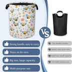 Cute Bee Laundry Basket, Foldable Oxford Cloth Pink Flowers Laundry Hamper - Image 3