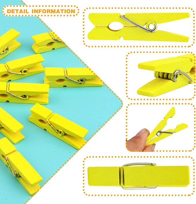 Jdesun 50pcs Photo Wood Clips Natural Wooden Mini Clothespins Paper Peg Pins - Image 4
