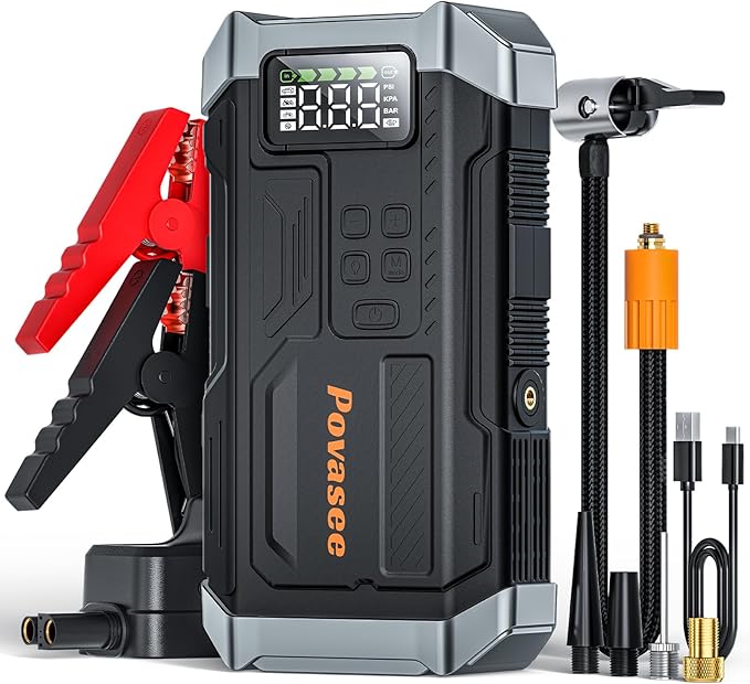 5000A Jump Starter with Air Compressor, Car Jumper Starter Portable with 150PSI by PovaseeDirect