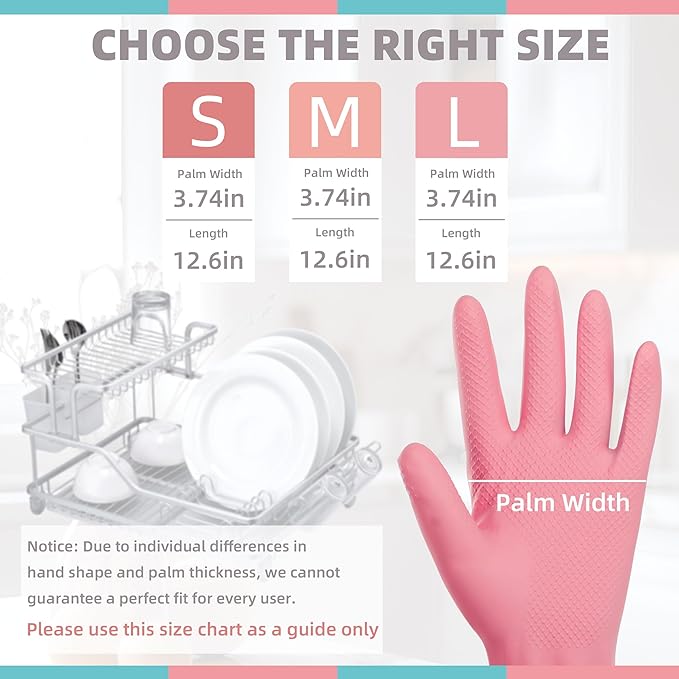 Rubber Cleaning Gloves for Dishwashing-5 Pairs Colorful Reusable Household - Image 2