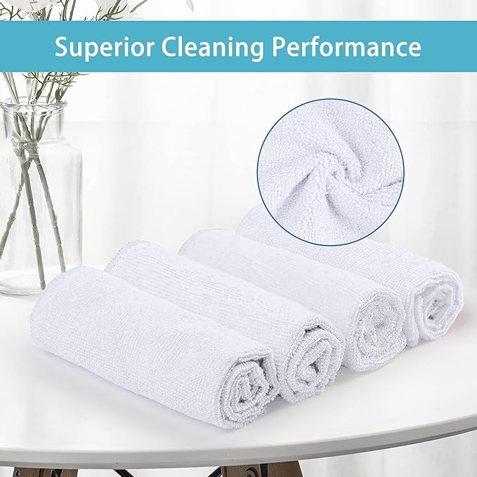 HOMEXCEL White Microfiber Cleaning Cloth, 5 Pack Cleaning Towels - Image 3