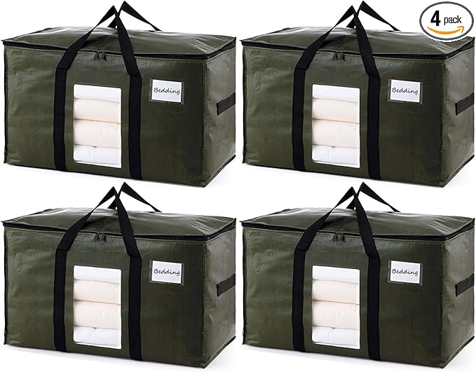 TAILI 4 Pack Green Extra Large Storage Bags, Heavy Duty Totes by TAILI
