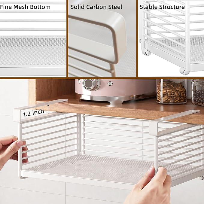 Under Shelf Storage Basket, Metal Wire Slide -in Under Cabinet Organizer - Image 2