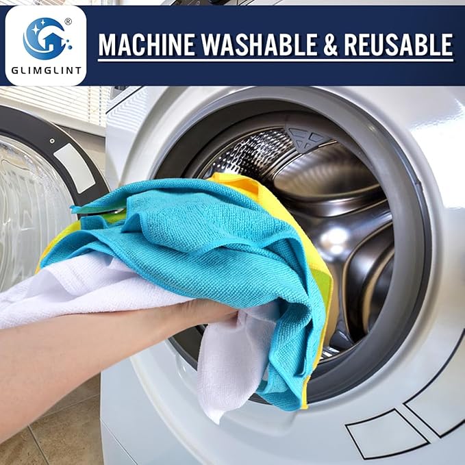 GLIMGLINT Microfiber Cleaning Cloth, 12PK Reusable Cleaning Rags, Highly - Image 6