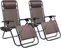 Homall Zero Gravity Patio Folding Lawn Chairs Outdoor Gravity Camp Reclining Lounge Chair with Pillows for Poolside Backyard and Beach Set of 2 (Brown) by Homall