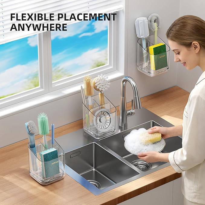 Minimalist Sponge Holder for Kitchen Sink, 3 Slots Sink Caddy - Image 3