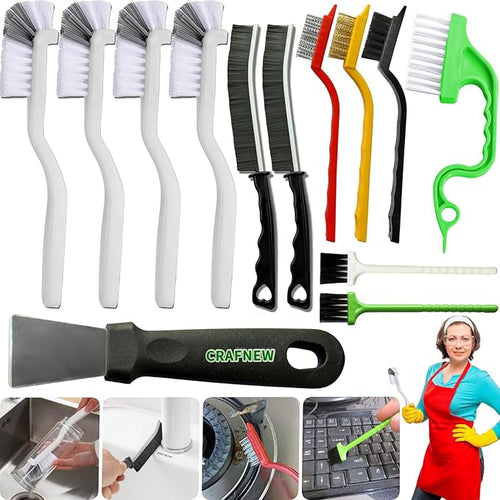 13Pcs Small Cleaning Brush Set, Hard Bristle Crevice Cleaning Brush, Long by CRAFNEW