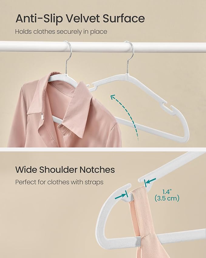 SONGMICS Velvet Hangers 50 Pack, Non-Slip Clothes Hangers, 17 x 8.3 Inches - Image 3
