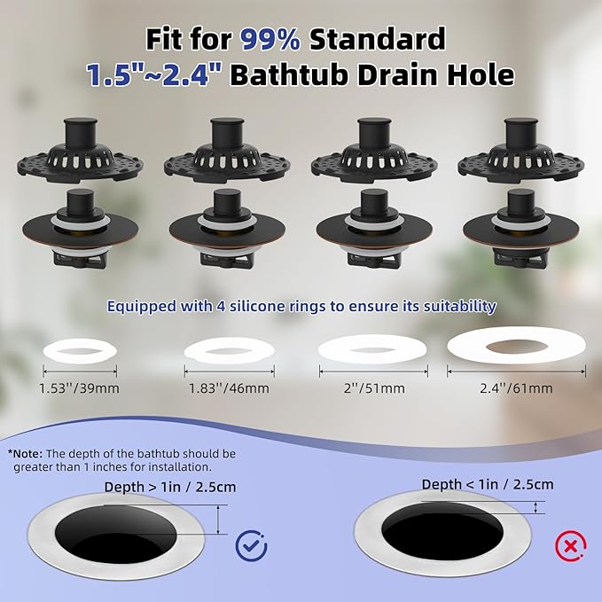 Universal Bathtub Drain Stopper Shower Drain Hair Catcher, Tub Stopper - Image 5