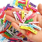 KIMOBER 1.18Inch Wooden Clothespins, Mini Mixed Colored Craft Wood Pins Pegs - Image 3