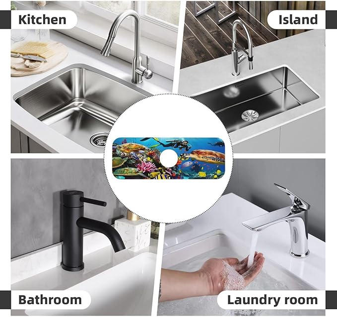 Marine turtle Kitchen sink faucet pad, strong water absorption, anti slip - Image 8