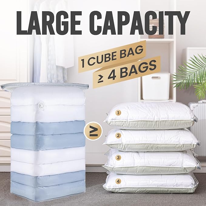 TAILI 8 Pack Vacuum Storage Bags, Jumbo Cube, Large Vacuum Seal Bags - Image 3