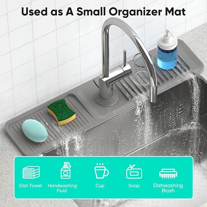 24 Inch Longer Faucet Mat for Kitchen SinkBathroom Kitchen Sink Splash Guard - Image 6