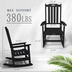 Oversized Rocking Chair Set of 2, Outdoor Rocking Chair for Adults, All Weather Resistant Porch Rocker for Lawn Garden, Black - Image 3