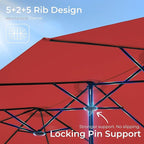 SUPERJARE 15FT Outdoor Umbrella for Patio, Double sided Pool Umbrellas with Fade Resistant Canopy, Large Table Umbrella for Deck, Market, Backyard - Burgundy - Image 9