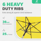 JEAREY 7.5FT Patio Umbrella Market Table Umbrella with 6 Sturdy Ribs, Push Button Tilt/Crank Outdoor Umbrella for Garden, Deck, Backyard, Pool and Beach,Yellow - Image 5