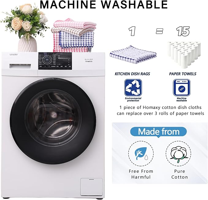 Homaxy Kitchen Towels and Dishcloths Set, 16 x 25 and 12 x 12 Inches, Super - Image 9