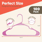 Pink Plastic Hangers 100 Pack– Heavy-Duty Plastic Hangers Slim and Space-Saving - Image 2