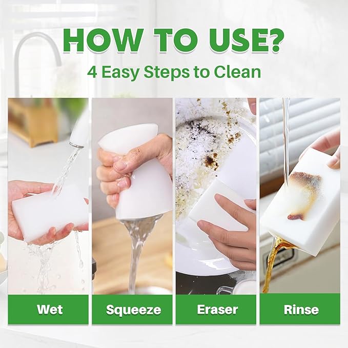 Magic Melamine Sponge Eraser, GRS Certified 100 Pack Magic Cleaning Erasers in - Image 4