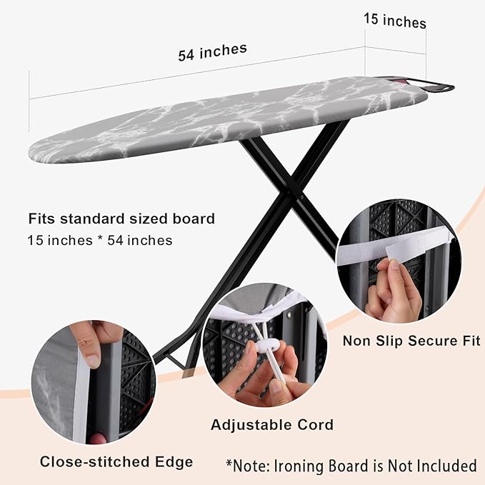 Seiritex Ironing Board Cover and Pad 54 x 15 inches, Thick Padding - Image 3
