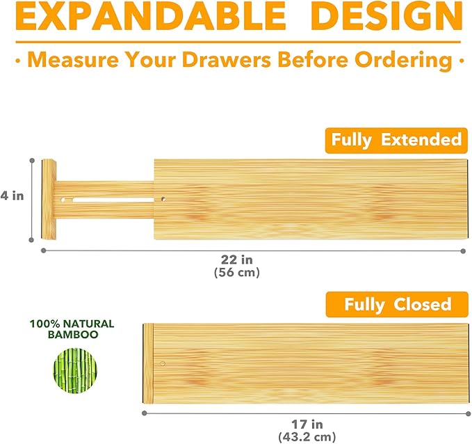 SpaceAid 4“ High Bamboo Deep Drawer Dividers - Image 5