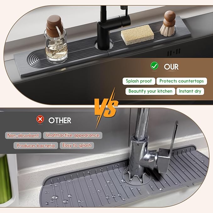 Faucet Mat for Kitchen Sink, Diatomite Quick Drying Tray, 15.8 Inch Kitchen - Image 6