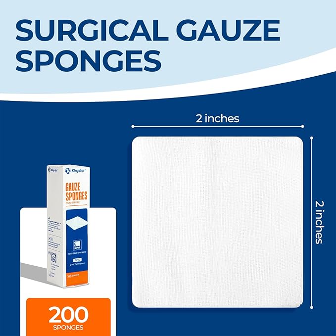 200 Pack 2x2 Inch Gauze Sponges 8-Ply, 100% Cotton Woven Gauze Pads - Image 3