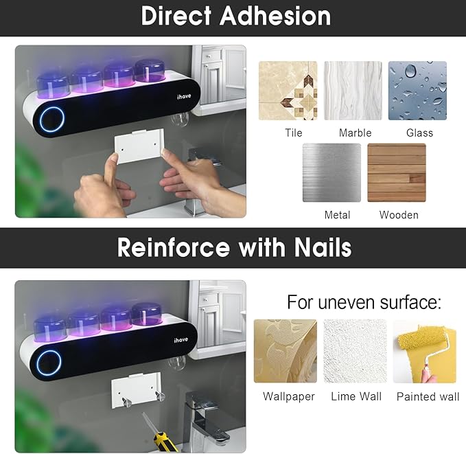 iHave Toothbrush Holders for Bathrooms, UV Toothbrush Sanitizer and Holder - Image 5
