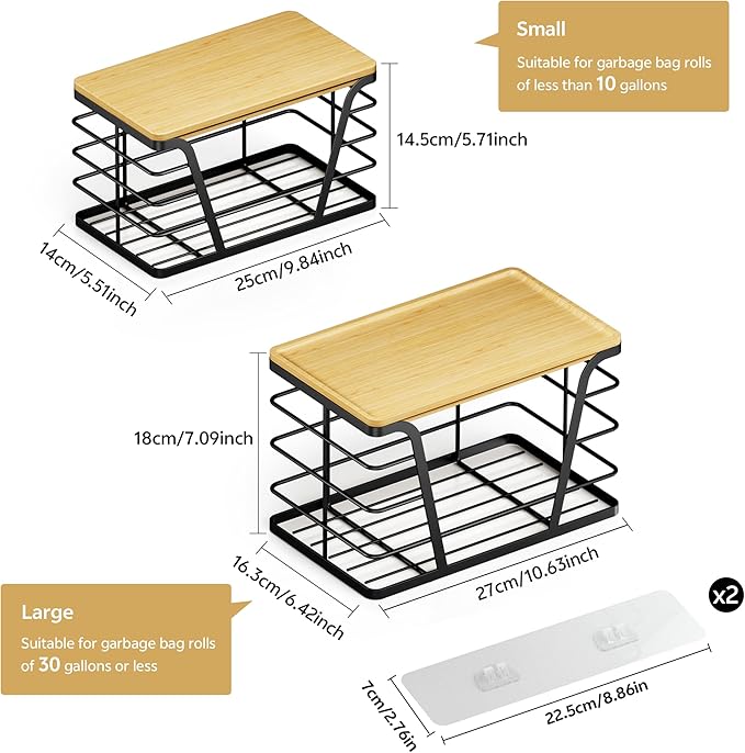 2 Pack Stackable Storage Laundry Kitchen Organizers, Wall Mount Trash Bag Holder - Image 2