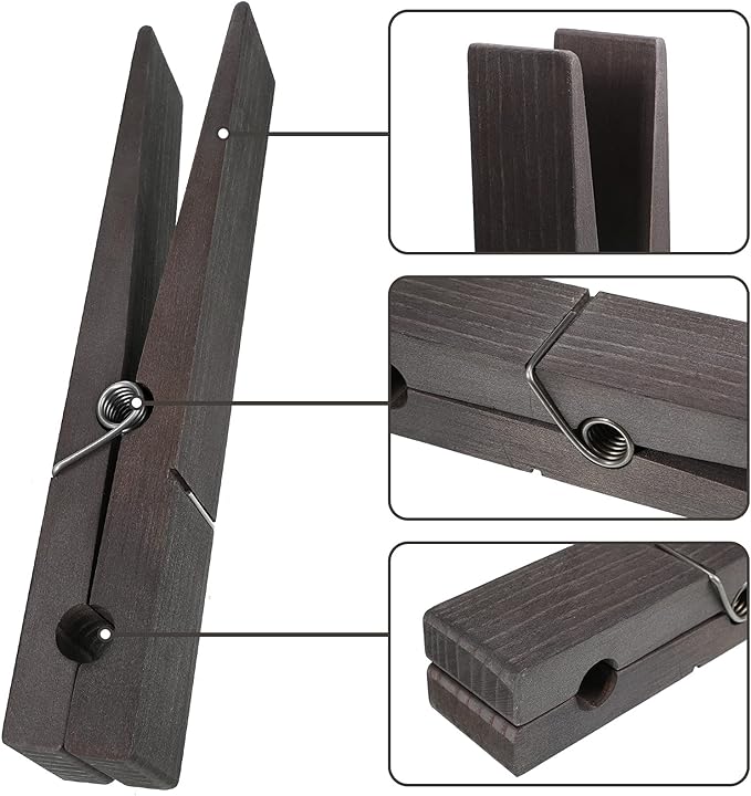 Blulu 2 Pcs 12 Inch Jumbo Wooden Clothespins Large Clothespin Towel Holder - Image 6