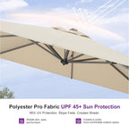 PURPLE LEAF 8'×8' Patio Cantilever Umbrella with Base Included Offset Outdoor Umbrella with cover Square umbrella outdoor patios for Backyard Pool Garden Beige - Image 4