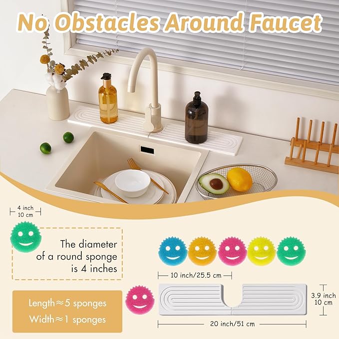 U Shape Sink Draining Mat Behind Faucet, Super Absorbent Diatomite Fast Drying - Image 3