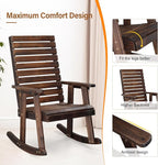 VINGLI Wooden Rocking Chair with High Backrest, Solid Fir Wood, Heavy Duty 600 LBS Patio Rockers for Indoor and Outdoor, Garden, Yard, Patio, Rustic - Image 6