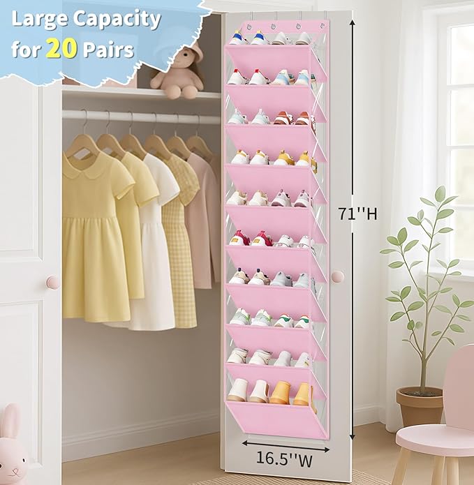 AOODA 10 Tier Clear Over the Door Shoe Organizer Storage, Deep Pockets Large - Image 2