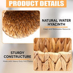 Wicker Waste Basket, Handwoven Water Hyacinth Trash Can Small Bathroom Trash - Image 3