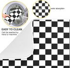 Black White Checkered Pattern Dish Drying Mat - Image 2