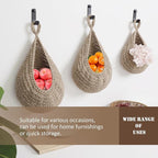 Hanging Fruit Basket Set of 3, Boho Wall Hanging Storage Basket - Image 6