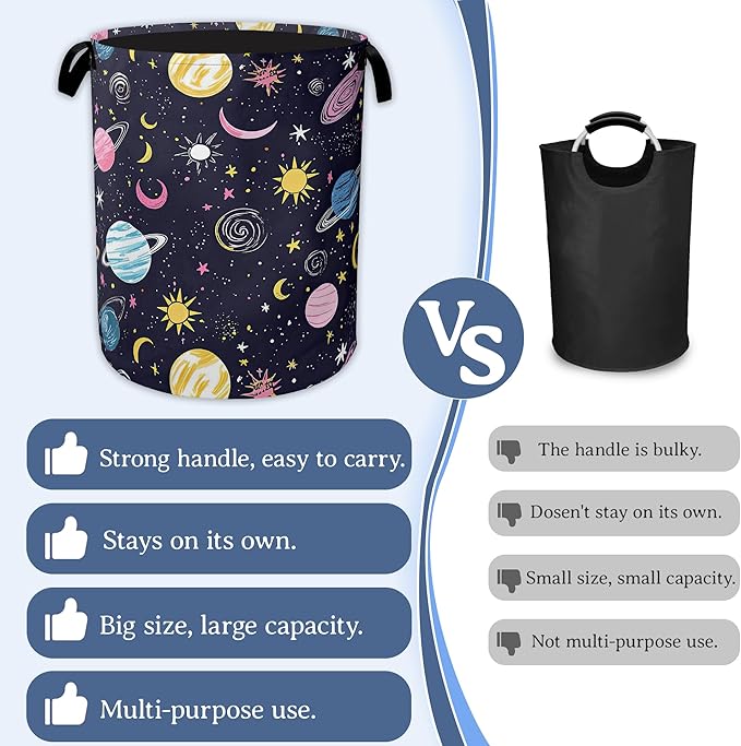 Planet Moon Universe Galaxy Laundry Basket, Foldable Waterproof Oxford Cloth - Image 3
