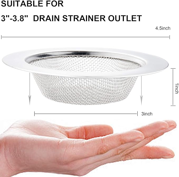 LASSHSWA 2 Pcs Kitchen Sink Strainer Stainless Steel, Mesh and Punching - Image 3