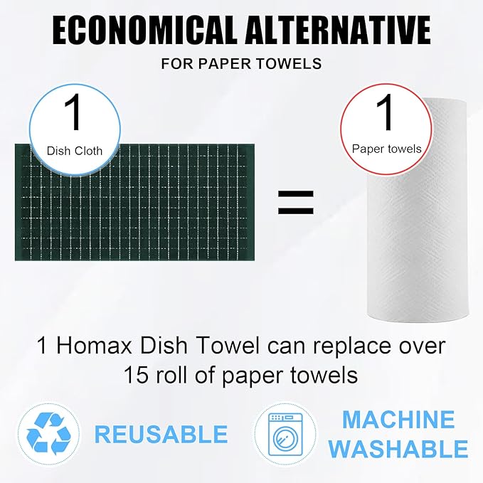 Homaxy 100% Cotton Terry Kitchen Towels, Checkered Designed, Soft and Super - Image 6