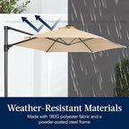 Best Choice Products 10ft Offset Cantilever Hanging Market Patio Umbrella, Smooth 360° Rotation, 8 Sturdy Ribs, Easy Adjustment - Sand - Image 5
