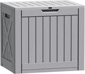 Flamaker Resin Deck Box 40 Gallon Waterproof Outdoor Indoor Storage Box Imitation Wood Resin for Patio Furniture Garden Tools and Pool (Gray) by Flamaker