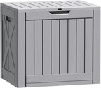 Flamaker Resin Deck Box 40 Gallon Waterproof Outdoor Indoor Storage Box Imitation Wood Resin for Patio Furniture Garden Tools and Pool (Gray) by Flamaker