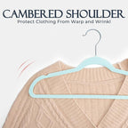 HOUSE DAY Sky Blue Velvet Hangers 60 Pack, Non Slip Clothes Felt Hanger Heavy - Image 5