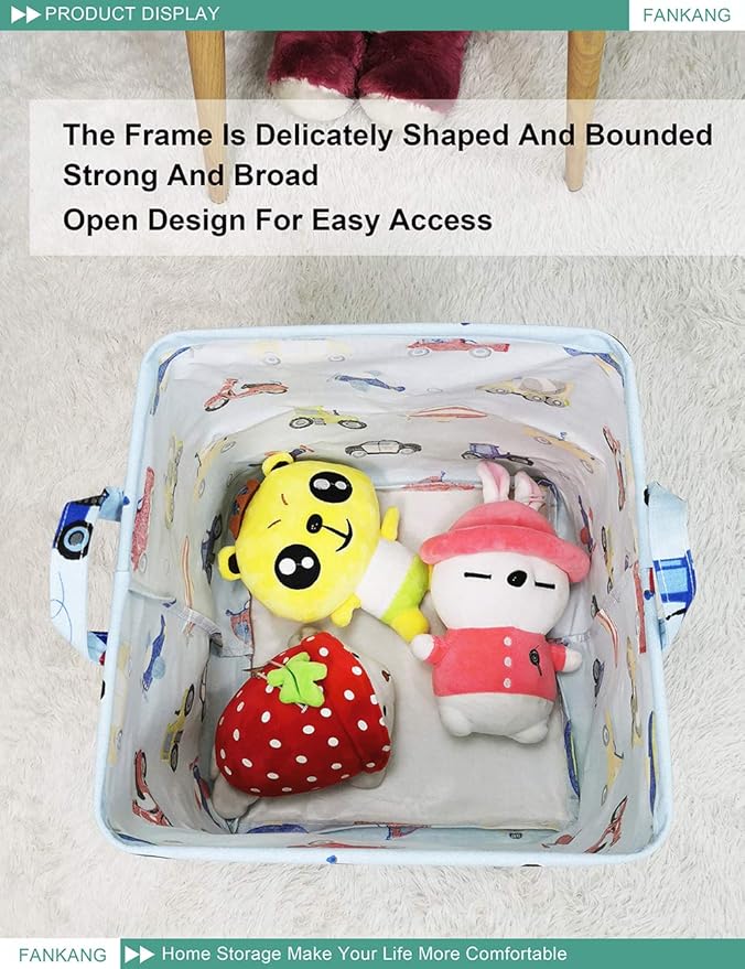 FANKANG Square Nursery Hamper Storage Bins Canvas Laundry Basket Foldable - Image 6