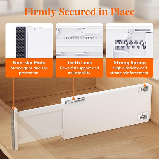 Lifewit 4 Pack 5" High Drawer Dividers 34-56cm/13.5-22" Adjustable Drawer - Image 4