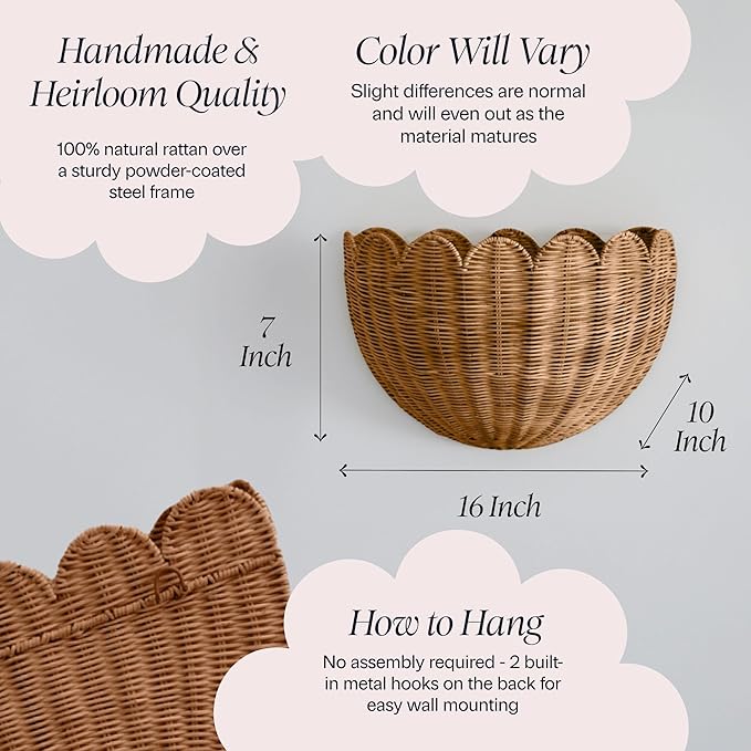 BEBE BASK Scalloped Wicker Hanging Basket - Image 5